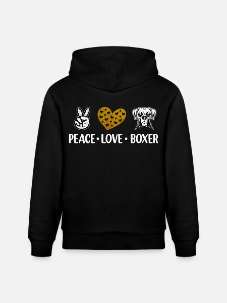 peace love boxer - Stanley/Stella Unisex Bio-Hoodie CRUISER - Schwarz
