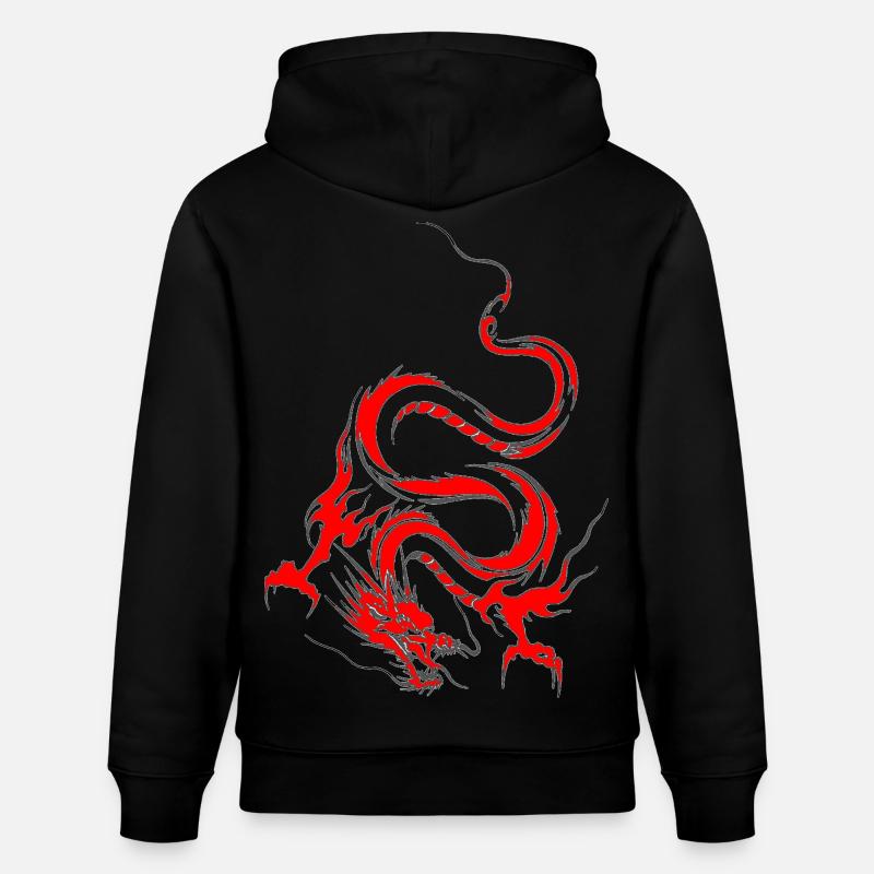 dragon_rouge - Sweat à capuche bio CRUISER Stanley/Stella Unisexe - noir