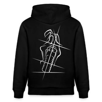 Motorrad Supersport Racing Biker Symbol Skizze - Stanley/Stella Unisex Bio-Hoodie CRUISER  - Schwarz - Hinten - Alina (178cm)