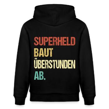 Superheld baut Überstunden ab - Stanley/Stella Unisex Bio-Hoodie CRUISER  - Schwarz - Hinten - Alina (178cm)