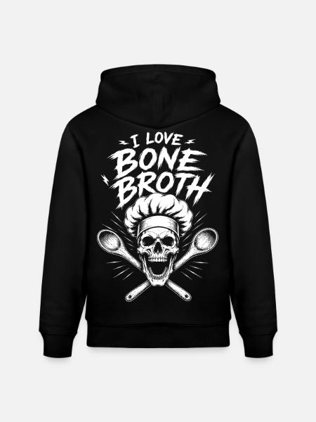 I Love Bone Broth Skull - Stanley/Stella CRUISER Unisex Organic Hoodie - black
