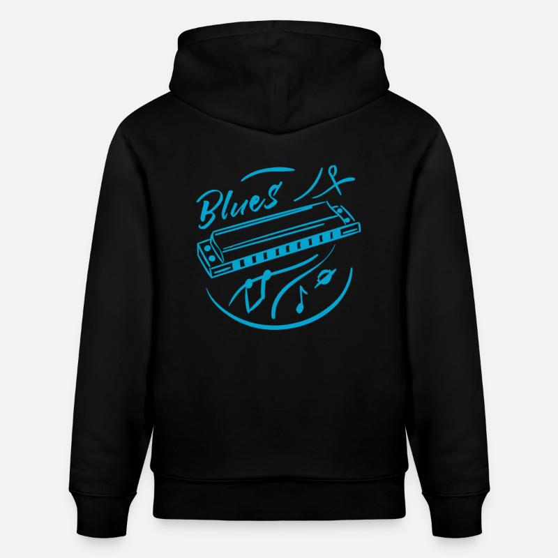 Harmonica de musique blues - Sweat à capuche bio CRUISER Stanley/Stella Unisexe - noir