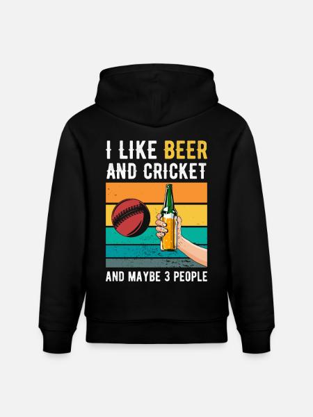 Cricket and Beer Retro Gift - Stanley/Stella CRUISER Unisex Organic Hoodie - black