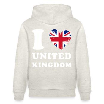 England I love United Kingdom - Stanley/Stella Unisex Bio-Hoodie CRUISER  - Beige meliert - Hinten - Alina (178cm)