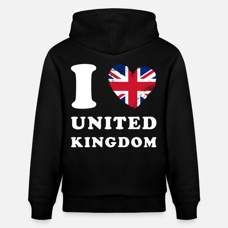 Angleterre J’aime Royaume-Uni - Sweat à capuche bio CRUISER Stanley/Stella Unisexe - noir