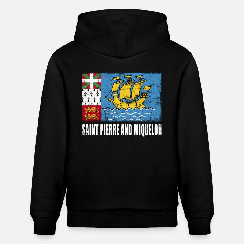 Drapeau de Saint-Pierre-et-Miquelon - Sweat à capuche bio CRUISER Stanley/Stella Unisexe - noir