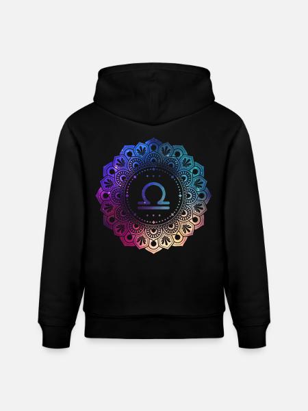 Libra Zodiac Symbol Mandala - Stanley/Stella CRUISER Unisex Organic Hoodie - black