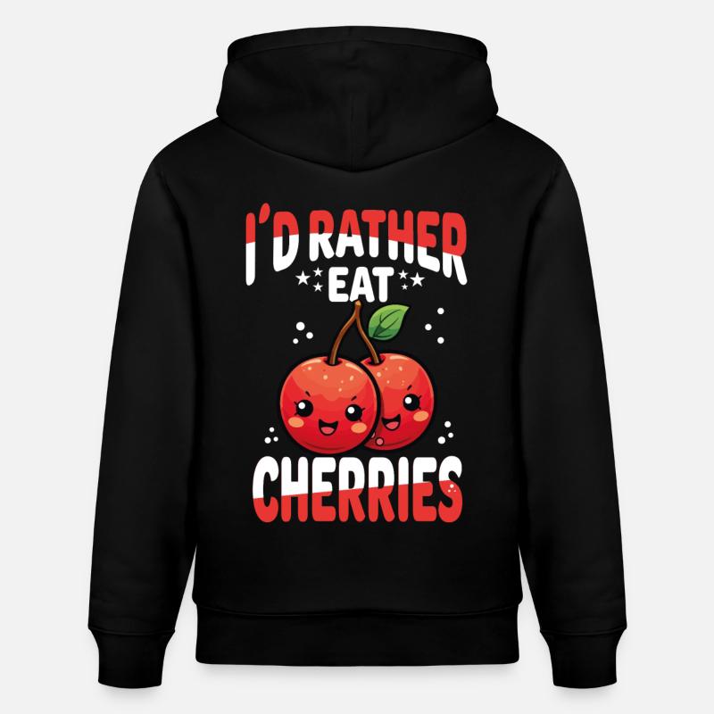 Cerises Kawaii - Sweat à capuche bio CRUISER Stanley/Stella Unisexe - noir