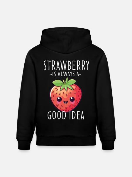 Strawberry Kawaii - Stanley/Stella CRUISER Unisex Organic Hoodie - black
