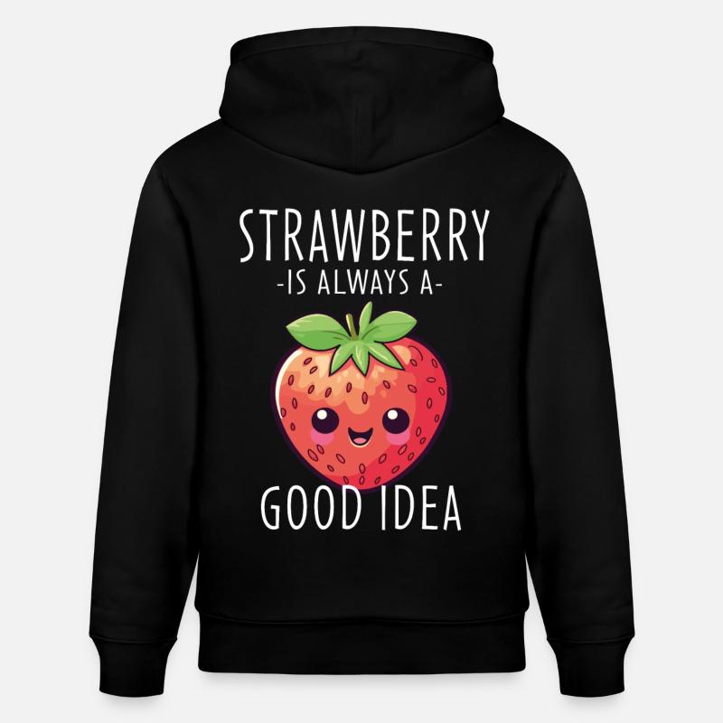 Fraise Kawaii - Sweat à capuche bio CRUISER Stanley/Stella Unisexe - noir