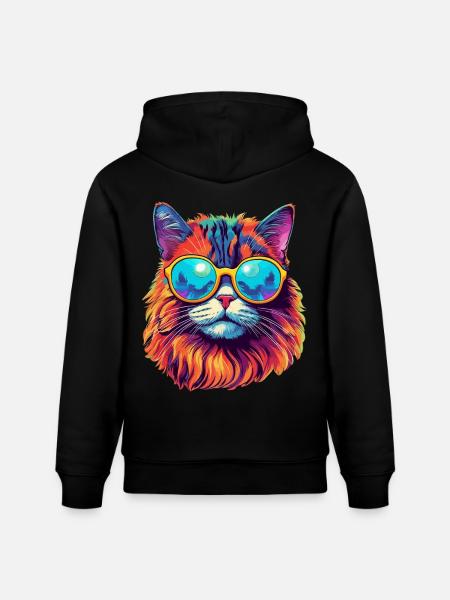 Cat Hippie 60s 70s - Stanley/Stella CRUISER Unisex Organic Hoodie - black