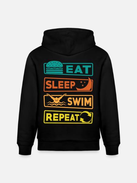 Manger Dormir Nager Répéter - Sweat à capuche bio CRUISER Stanley/Stella Unisexe - noir