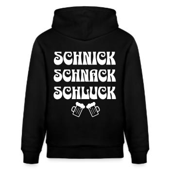 Schnick Schnack Schluck Bier Spruch - Stanley/Stella Unisex Bio-Hoodie CRUISER  - Schwarz - Hinten - Alina (178cm)