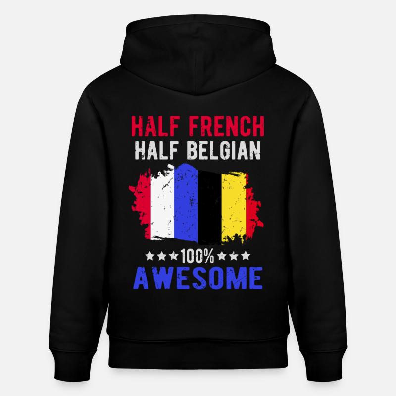 Moitié Français moitié belge - Sweat à capuche bio CRUISER Stanley/Stella Unisexe - noir