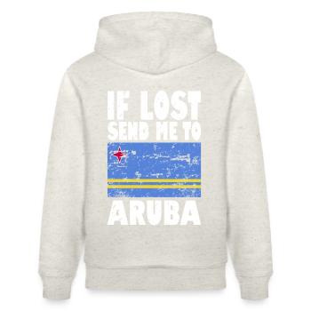 Aruba Flag Saying - Stanley/Stella CRUISER Unisex Organic Hoodie - heather oatmeal - Back - Alina (178cm)