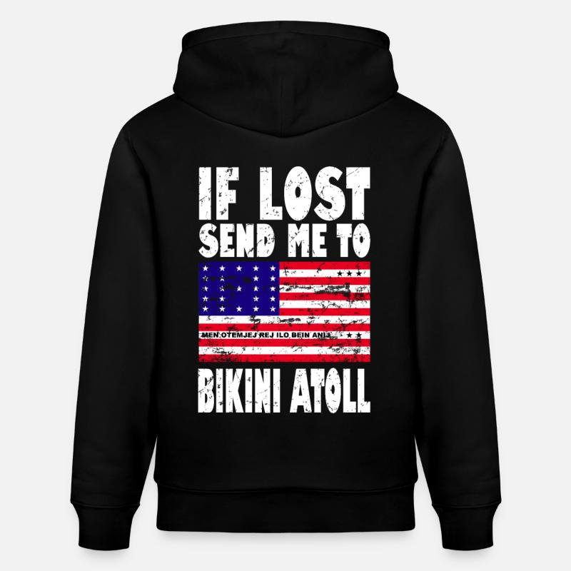 Bikini Atoll Flagge Spruch - Stanley/Stella Unisex Bio-Hoodie CRUISER  - Schwarz