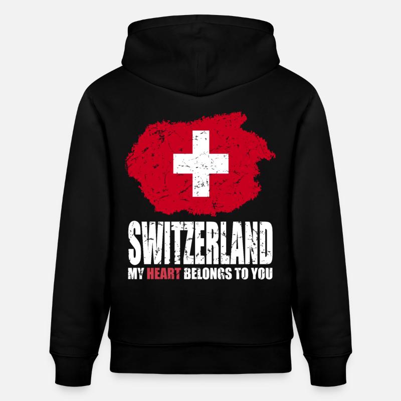 Drapeau de la Suisse - Sweat à capuche bio CRUISER Stanley/Stella Unisexe - noir
