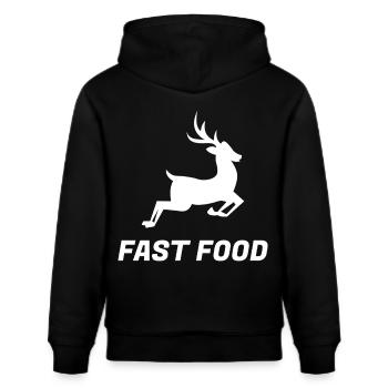 Fast Food Hunter Deer - Stanley/Stella CRUISER Unisex Organic Hoodie - black - Back - Alina (178cm)