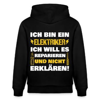 Lustiger Elektriker Spruch - Stanley/Stella Unisex Bio-Hoodie CRUISER  - Schwarz - Hinten - Alina (178cm)
