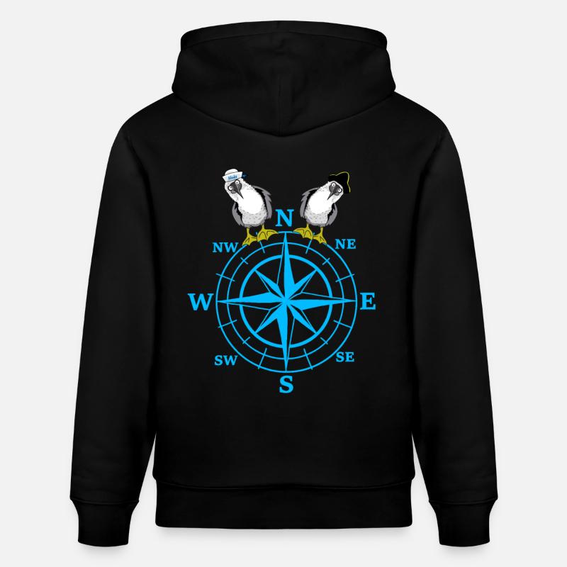maritim Kompass Möwen Möwe - Stanley/Stella Unisex Bio-Hoodie CRUISER  - Schwarz