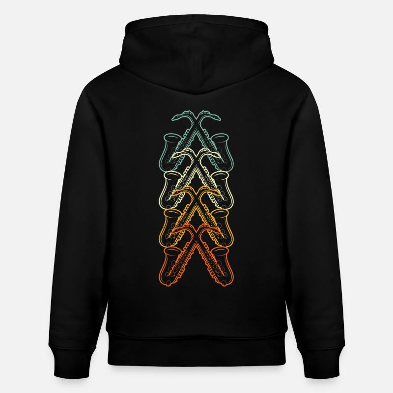Saxophoniste Cadeau Saxophone Rétro - Sweat à capuche bio CRUISER Stanley/Stella Unisexe - noir
