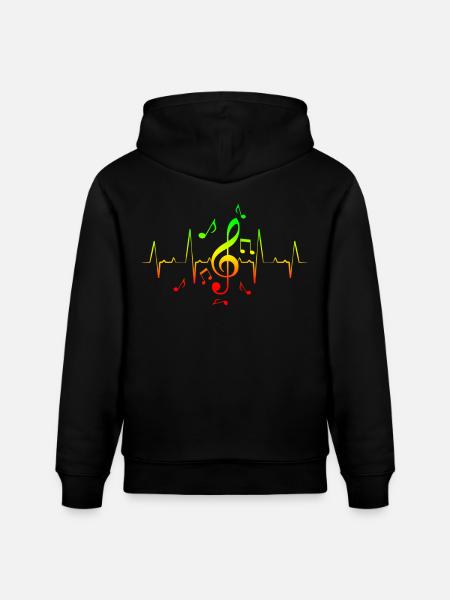 Reggae Music Note Hearbeat - Stanley/Stella CRUISER Unisex Organic Hoodie - black