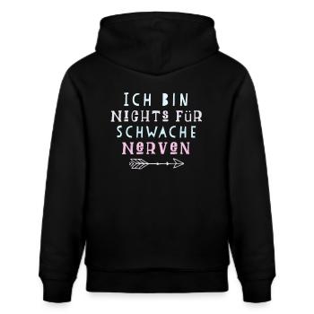 Lustiger Spruch Nerven - Stanley/Stella Unisex Bio-Hoodie CRUISER  - Schwarz - Hinten - Alina (178cm)