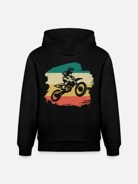 Motorcross Retro Gift - Stanley/Stella CRUISER Unisex Organic Hoodie - black