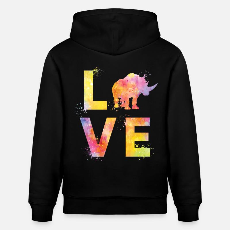 L’amour du rhinocéros - Sweat à capuche bio CRUISER Stanley/Stella Unisexe - noir
