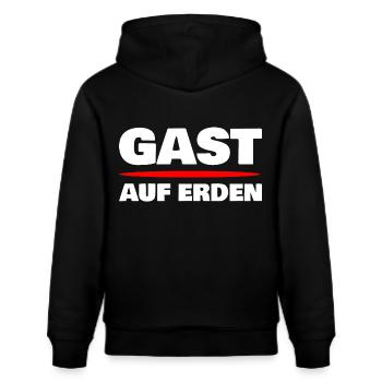 Gast auf Erden - Stanley/Stella Unisex Bio-Hoodie CRUISER  - Schwarz - Hinten - Alina (178cm)