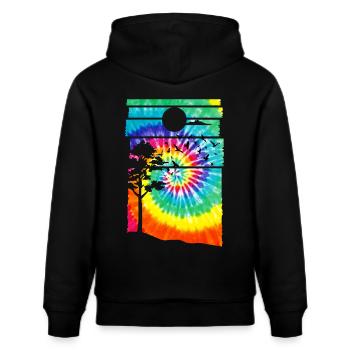 Wald Hippie Batik Natur Bäume Wald - Stanley/Stella Unisex Bio-Hoodie CRUISER  - Schwarz - Hinten - Alina (178cm)