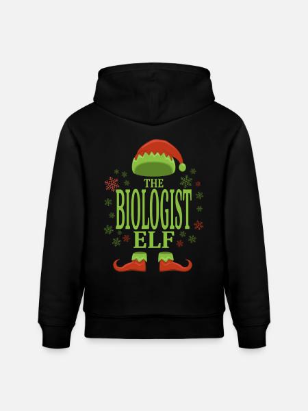Biologist Christmas Elf - Stanley/Stella CRUISER Unisex Organic Hoodie - black