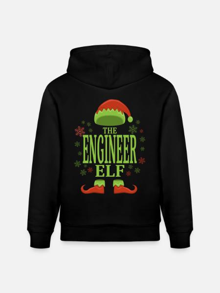 Engineer Christmas Elf - Stanley/Stella CRUISER Unisex Organic Hoodie - black