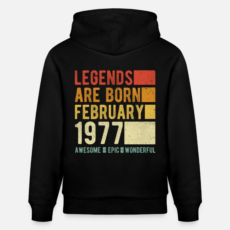Anniversaire février 1977 - Sweat à capuche bio CRUISER Stanley/Stella Unisexe - noir