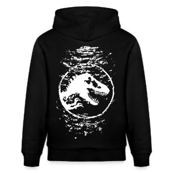Jurassic World Logo In White With T-Rex Underwater - Stanley/Stella CRUISER Unisex Organic Hoodie - black - Back - Alina (178cm)