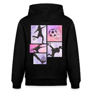 Frauen Mädchen Fußball Fußballspielerinnen - Stanley/Stella Unisex Bio-Hoodie CRUISER  - Schwarz - Hinten - Alina (178cm)