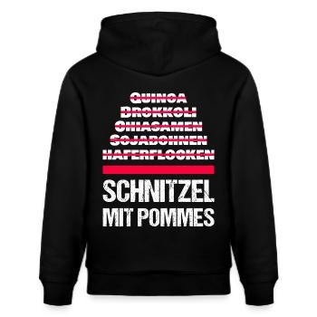 Schnitzel mit Pommes - Stanley/Stella Unisex Bio-Hoodie CRUISER  - Schwarz - Hinten - Alina (178cm)
