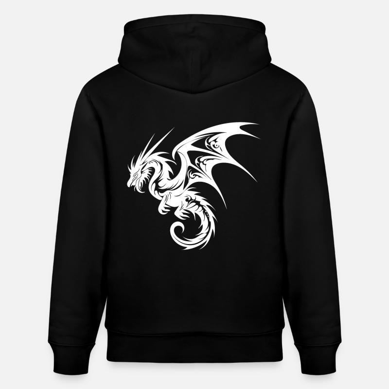 Dragon volant en style tatouage - Sweat à capuche bio CRUISER Stanley/Stella Unisexe - noir