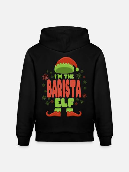 Barista Christmas Elf - Stanley/Stella CRUISER Unisex Organic Hoodie - black