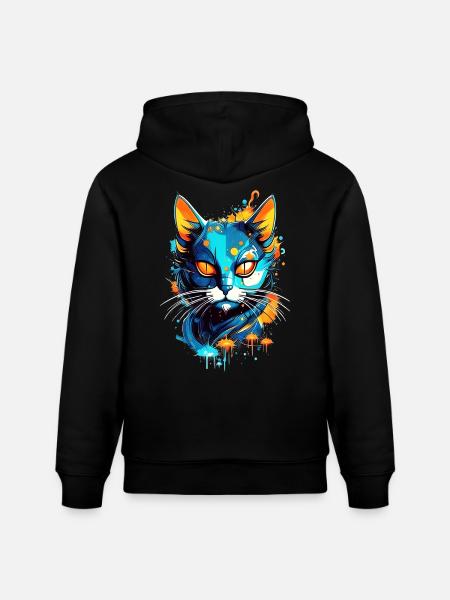 Bunte Weltraumkatze - Stanley/Stella Unisex Bio-Hoodie CRUISER  - Schwarz