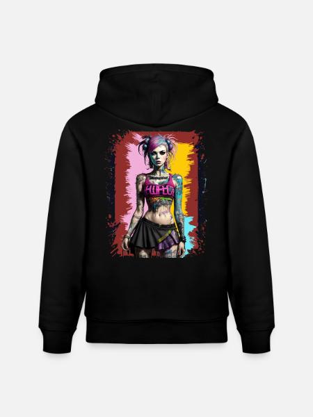 Pretty Punk Girl - Stanley/Stella CRUISER Unisex Organic Hoodie - black