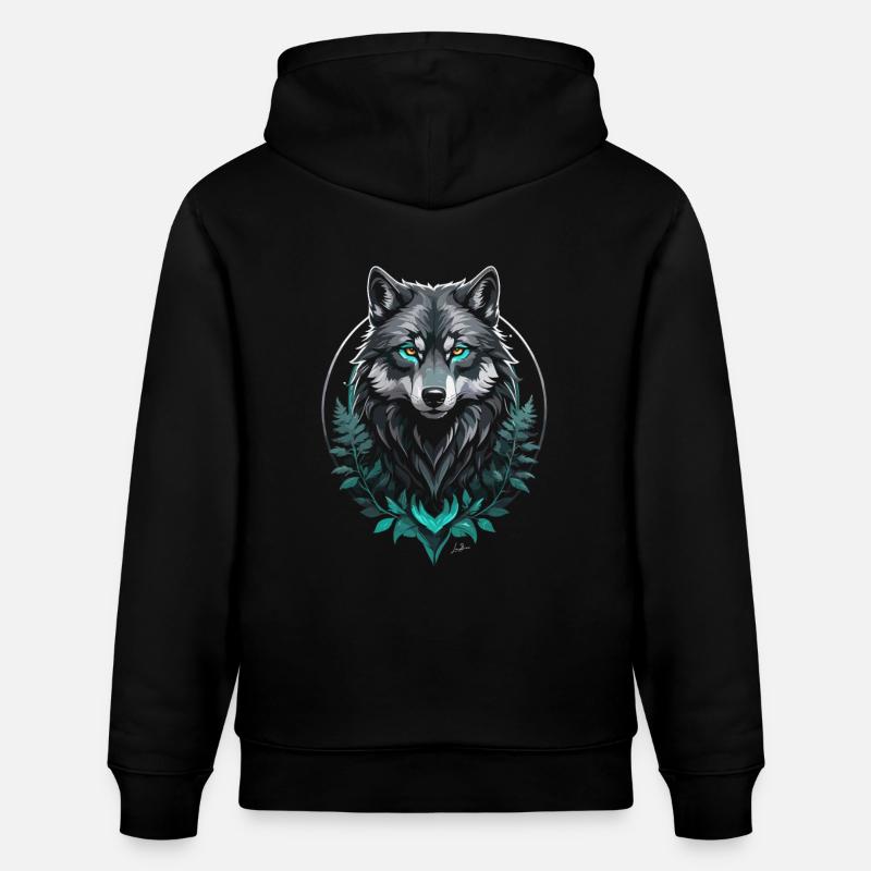 Forest Arctic Wolf - Stanley/Stella CRUISER Unisex Organic Hoodie - black