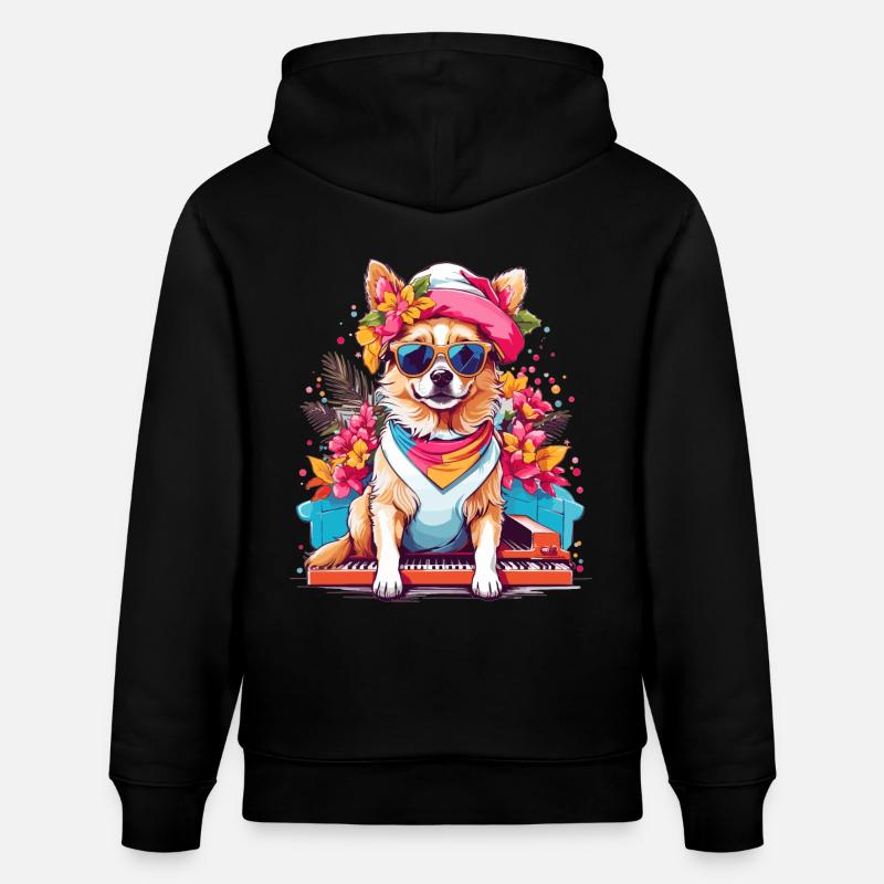 Chien avec piano - Sweat à capuche bio CRUISER Stanley/Stella Unisexe - noir