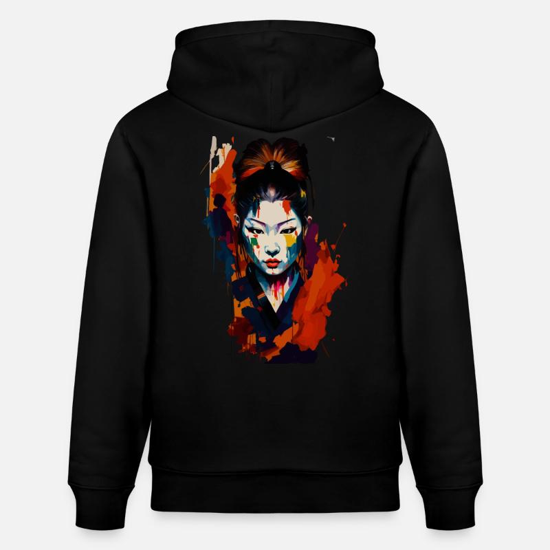 Samurai Kriegerin – Auffällige Spritzer Kunst - Stanley/Stella Unisex Bio-Hoodie CRUISER - Schwarz