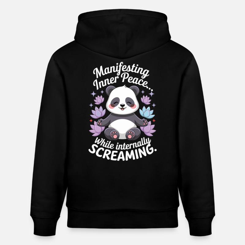 Panda méditer – Zen & Mindfulness - Sweat à capuche bio CRUISER Stanley/Stella Unisexe - noir