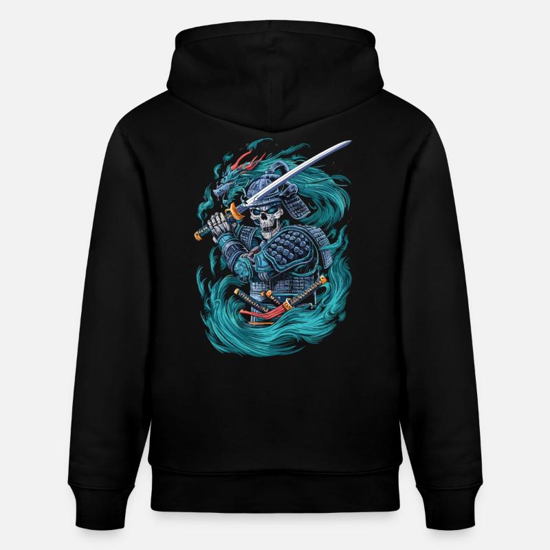 Samurai-Skelett mit Drachengeist - Stanley/Stella Unisex Bio-Hoodie CRUISER  - Schwarz