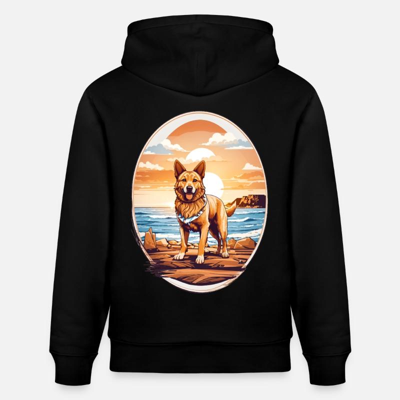 Chien sur la plage - Sweat à capuche bio CRUISER Stanley/Stella Unisexe - noir