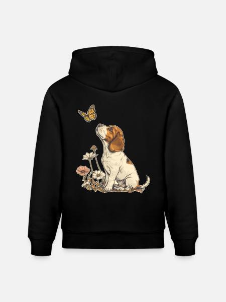 Beagle and Butterfly - Stanley/Stella CRUISER Unisex Organic Hoodie - black