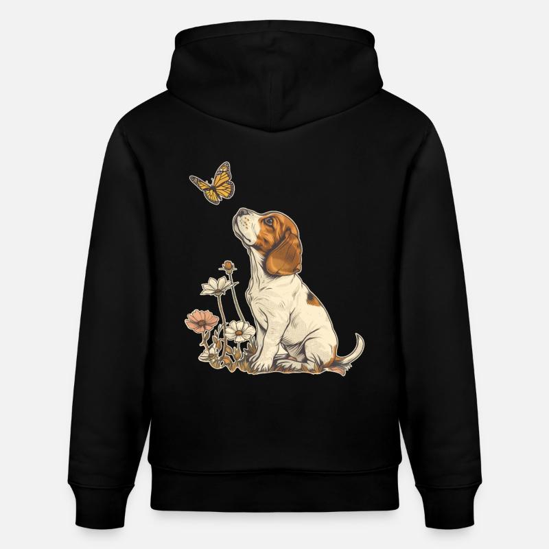 Beagle et papillon - Sweat à capuche bio CRUISER Stanley/Stella Unisexe - noir