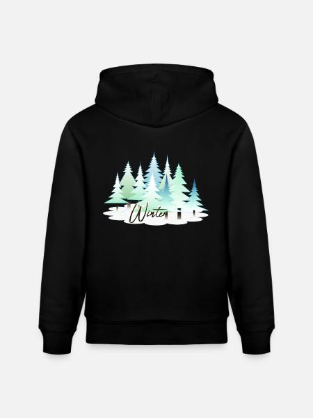 Winter Winter Landscape Snow Firs - Stanley/Stella CRUISER Unisex Organic Hoodie - black